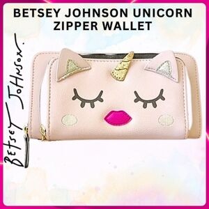 Betsey Johnson Blush Unicorn Zipper Wallet